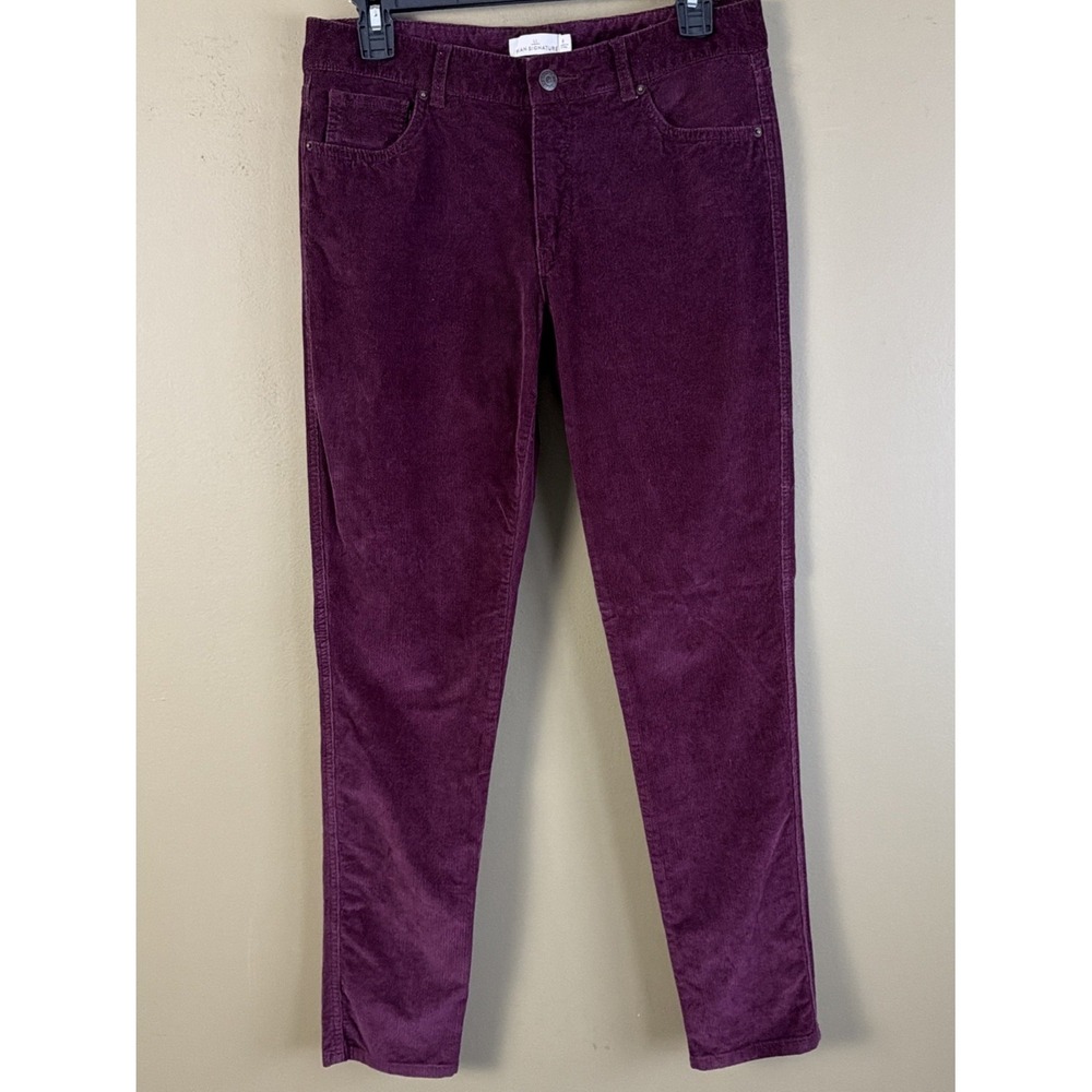 LL Bean Signature Womens Burgundy Corduroy Skinny Pants Size 6